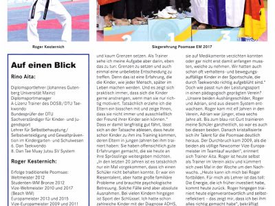 Zeitungsartikel über AITASPORTS Sportler Roger Kesternich - Taekwondo Weltmeister
